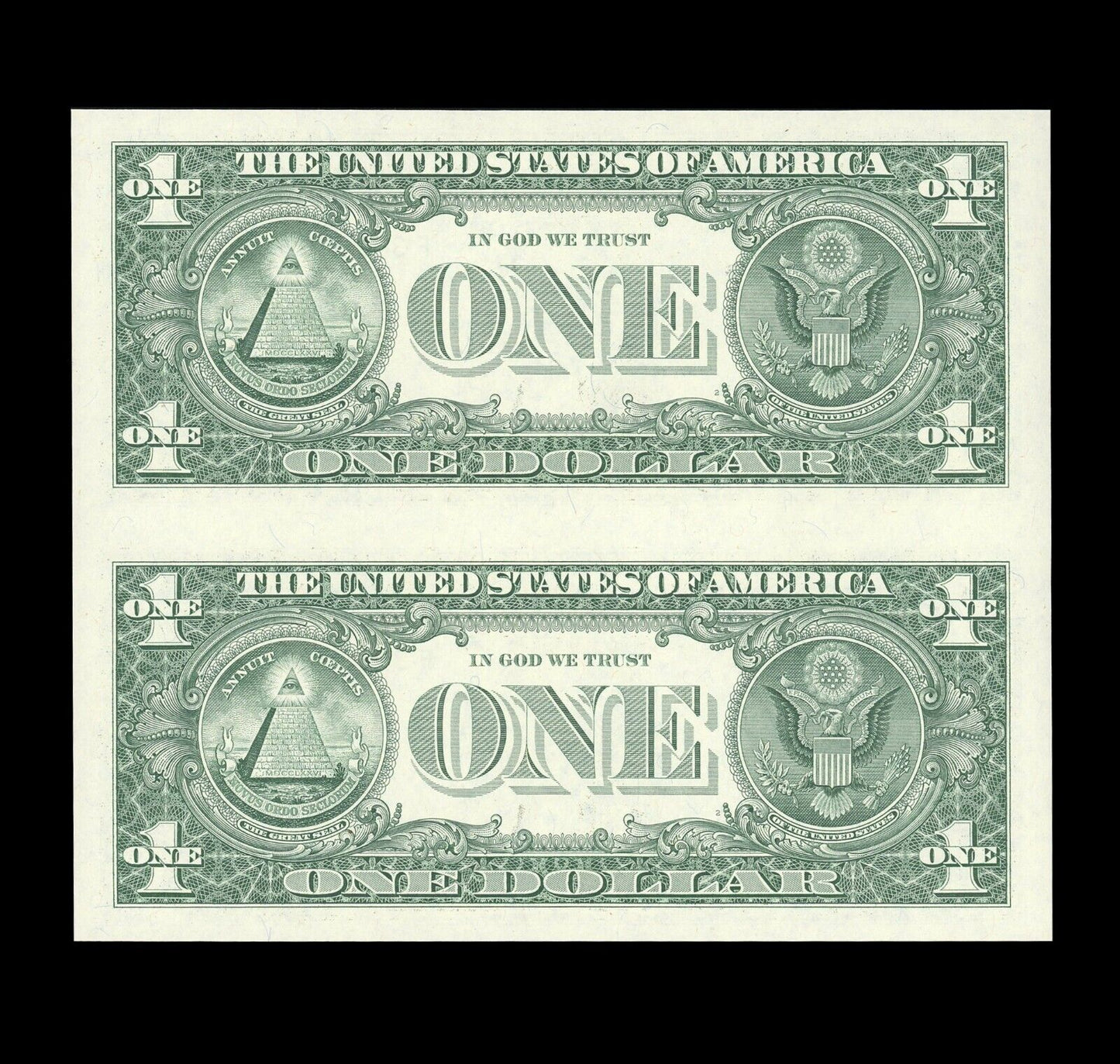 Uncut sheet of 2 $1 Bills 2017 Subject Sheet Crisp Real US Paper money GEM