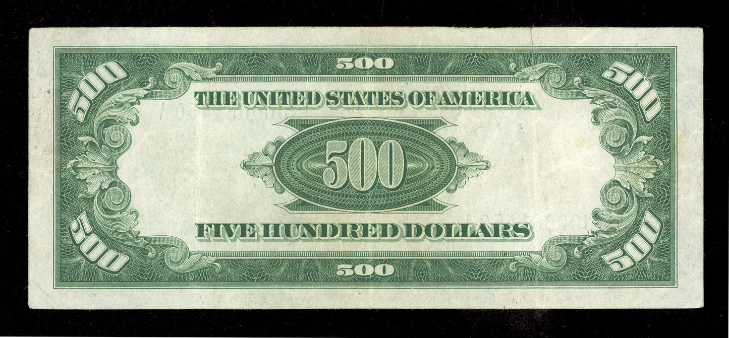 1934 A $500 Federal Reserve Note Kansas City FR#2202-J Nice Condition VF+
