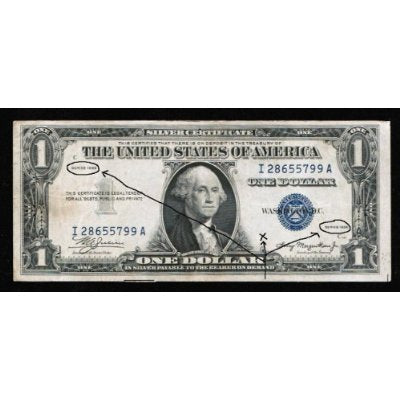 $1 Silver Certificate Series 1935 NO Mint Mark, Dated Twice on Right and Left, Rare Note! (Select Your Condition)