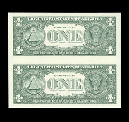 Uncut sheet of 2 $1 Bills 2017 Subject Sheet Crisp Real US Paper money GEM