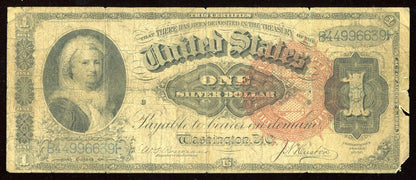1886 Martha Washington $1 Silver Certificate Large Red Seal