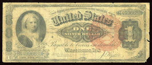 1886 Martha Washington $1 Silver Certificate Large Red Seal