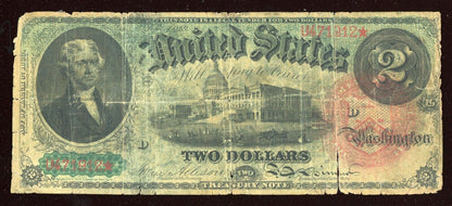 1869 $2 Two Dollar "RAINBOW" Legal Tender Note FR.42