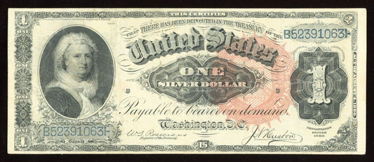 1886 Martha Washington $1 Silver Certificate Large Red Seal FR.218