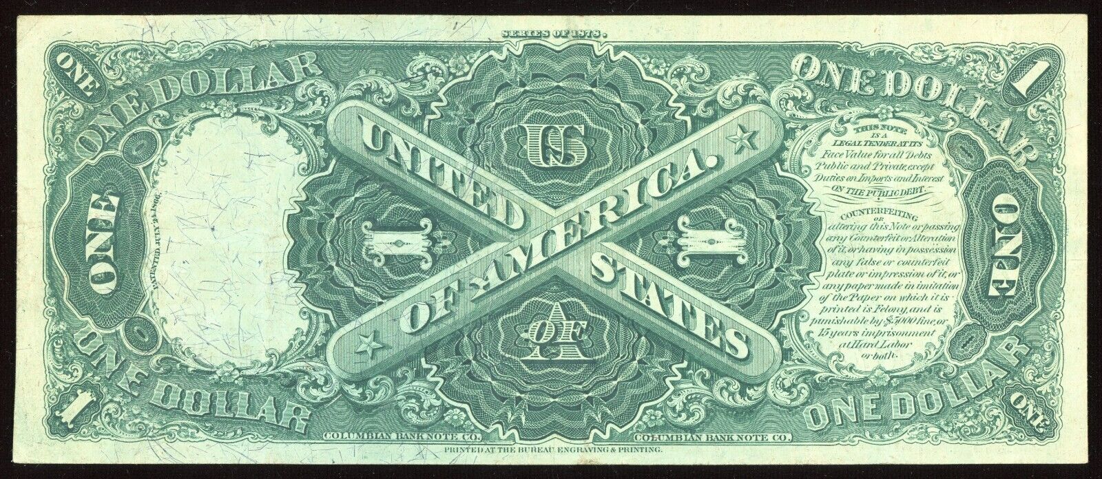 1878 $1 Flaming Seal  Fr 27 in Extra Fine + condition