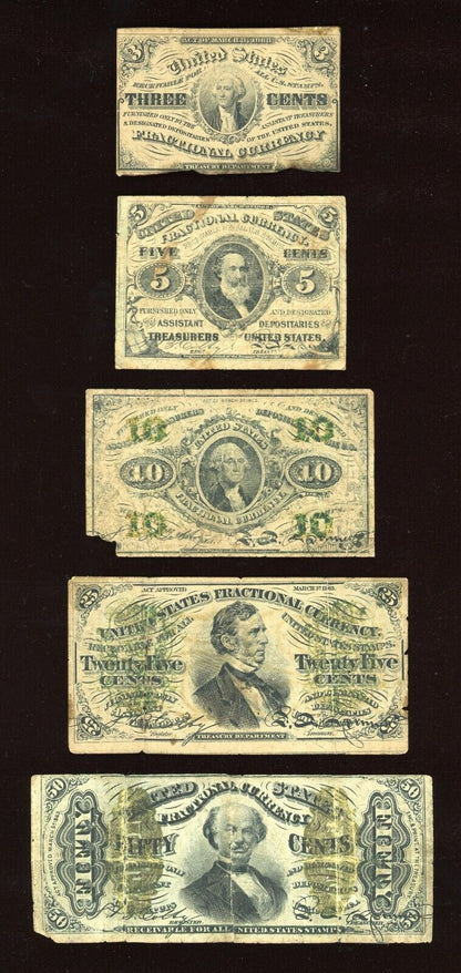 "RARE" Set of 3rd issue 3c 5c 10c 25c 50c Fractional notes