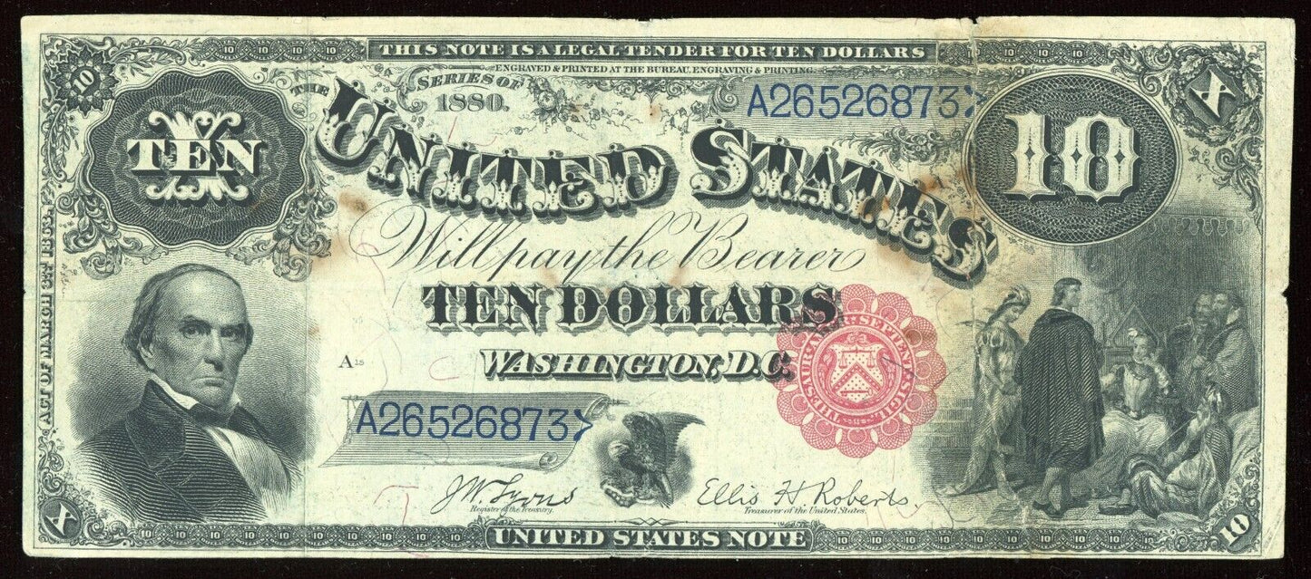 1880 $10 Ten Dollar “JACKASS” Legal Tender Note