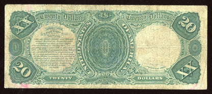 1880 $20 Dollar “HAMILTON” Legal Tender Note Red Seal Blue Serial RARE