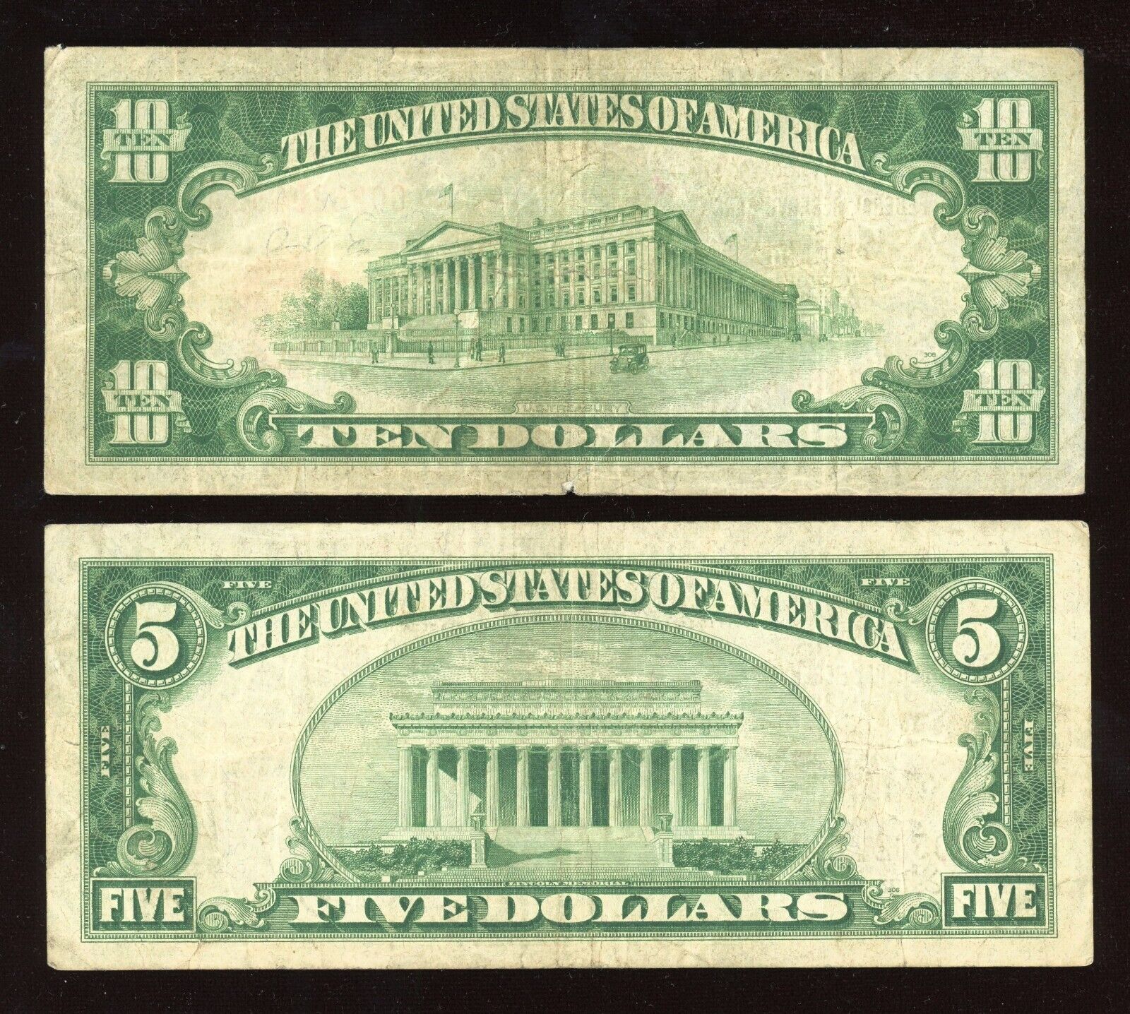 "FULL" Set of 1929 National Bank Federal Reserve $100 $50 $20 $10 $5 Brown Seal