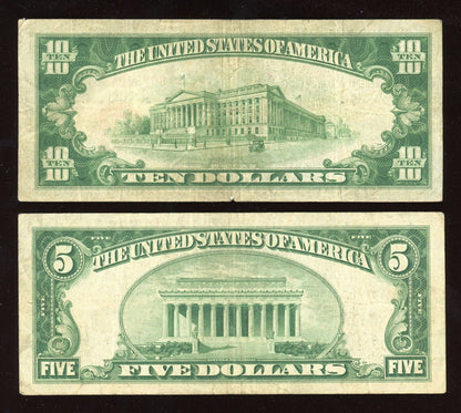 "FULL" Set of 1929 National Bank Federal Reserve $100 $50 $20 $10 $5 Brown Seal