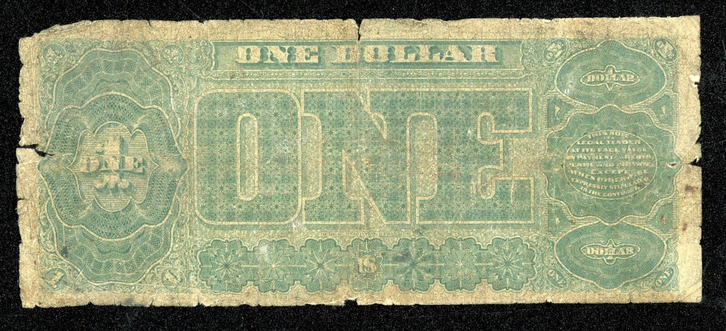 1890 $1 One Dollar US Treasury Note FR. 348 Ornate Back Scarce U.S. Currency