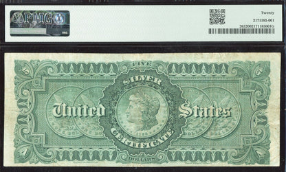 1886 $5 Silver Certificate FR.263 Rosecrans Huston PMG 20 Large Brown Seal