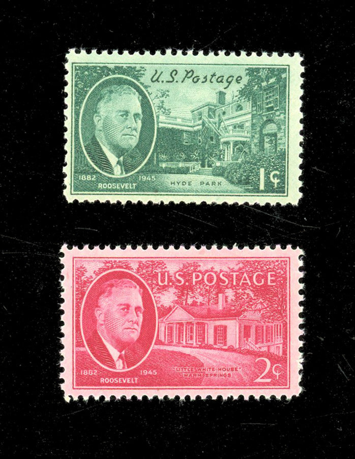 US. Postal Stamp 1945 1 Cent and  2 Cent set, Franklin D. Roosevelt #930 and #931