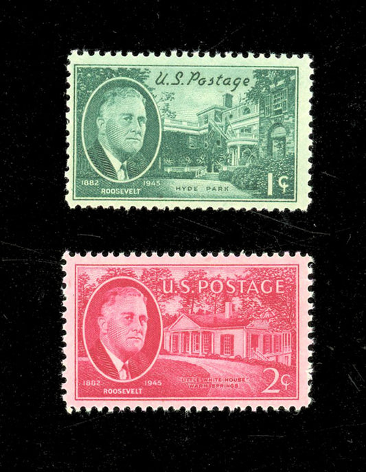 US. Postal Stamp 1945 1 Cent and  2 Cent set, Franklin D. Roosevelt #930 and #931