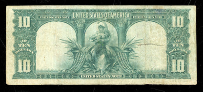 1901 $10 Ten Dollars Legal Tender United States Note Red Seal Bison Note FR.114