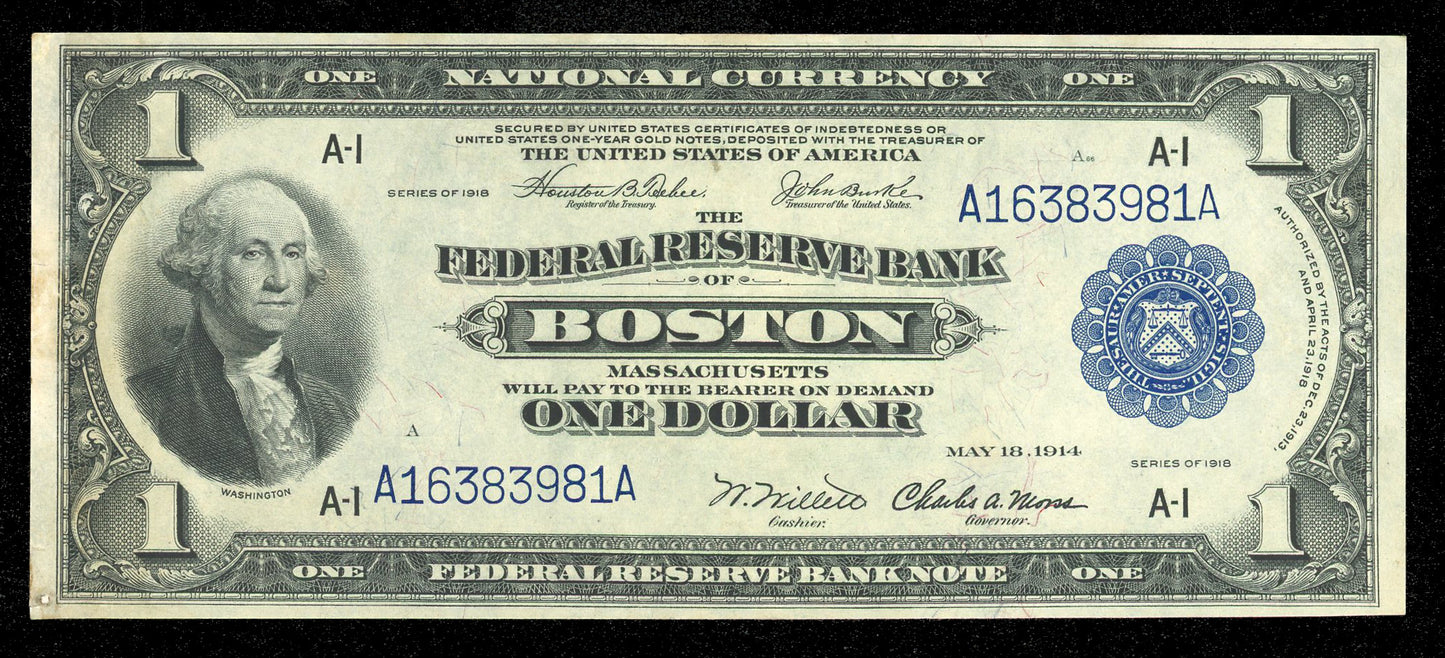 $1 1918 Federal Reserve National Bank Note St. Louis Large Size Currency Fr. 730