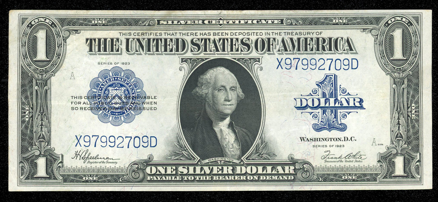 1923 Large Size Silver Certificate $1 Bill Horseblanket Note 100 Years Old VF-XF