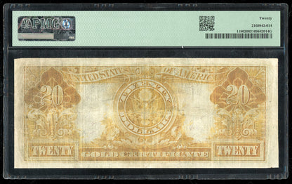 1905 $20 Technicolor Gold Certificate Very Fine Graded PMG 20 Rare Note
