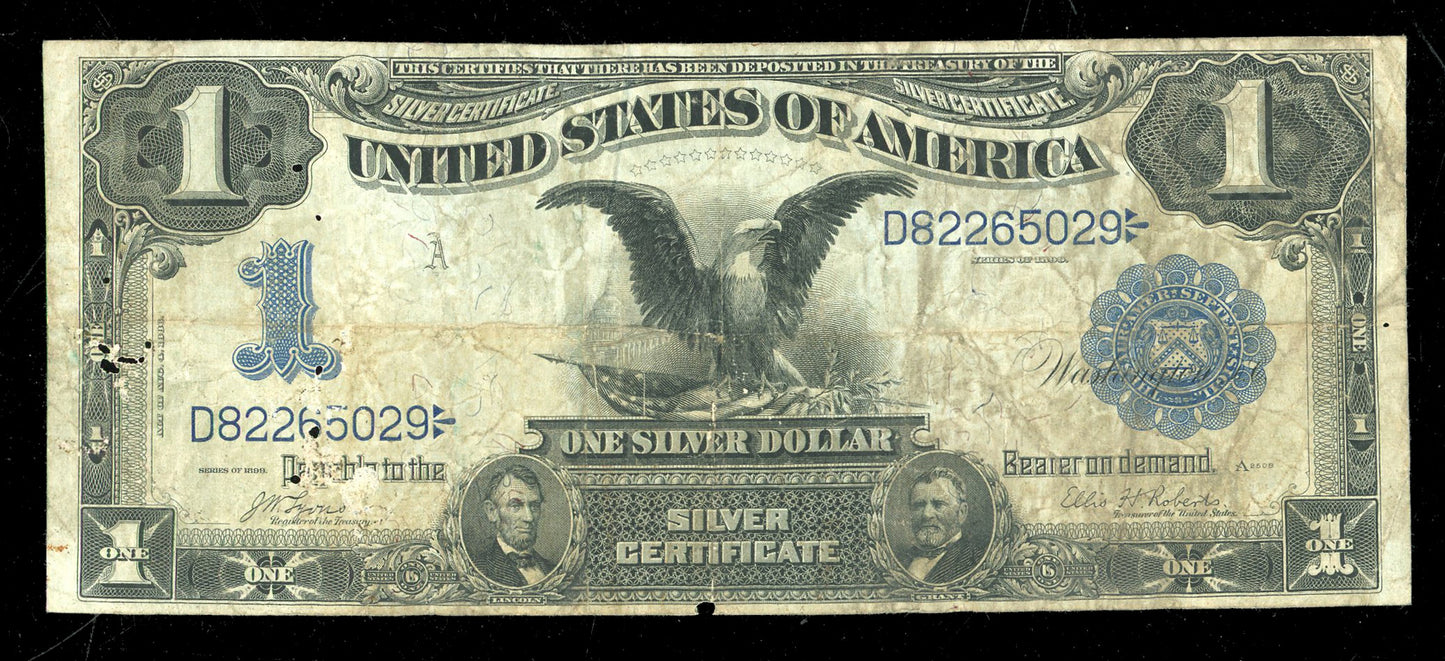 1899 Large Size $1 Silver Certificate Black Eagle Scarce Fr. 226 Lyons Roberts