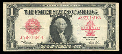 1923 Red Seal $1 Dollar United States Note Horseblanket Note FR.40 VF