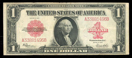 1923 Red Seal $1 Dollar United States Note Horseblanket Note FR.40 VF