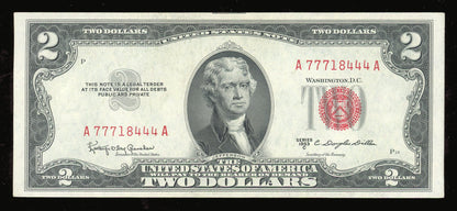 1953C $2 Red Seal US Note Fancy Serial Crisp Uncirculated Lucky 777