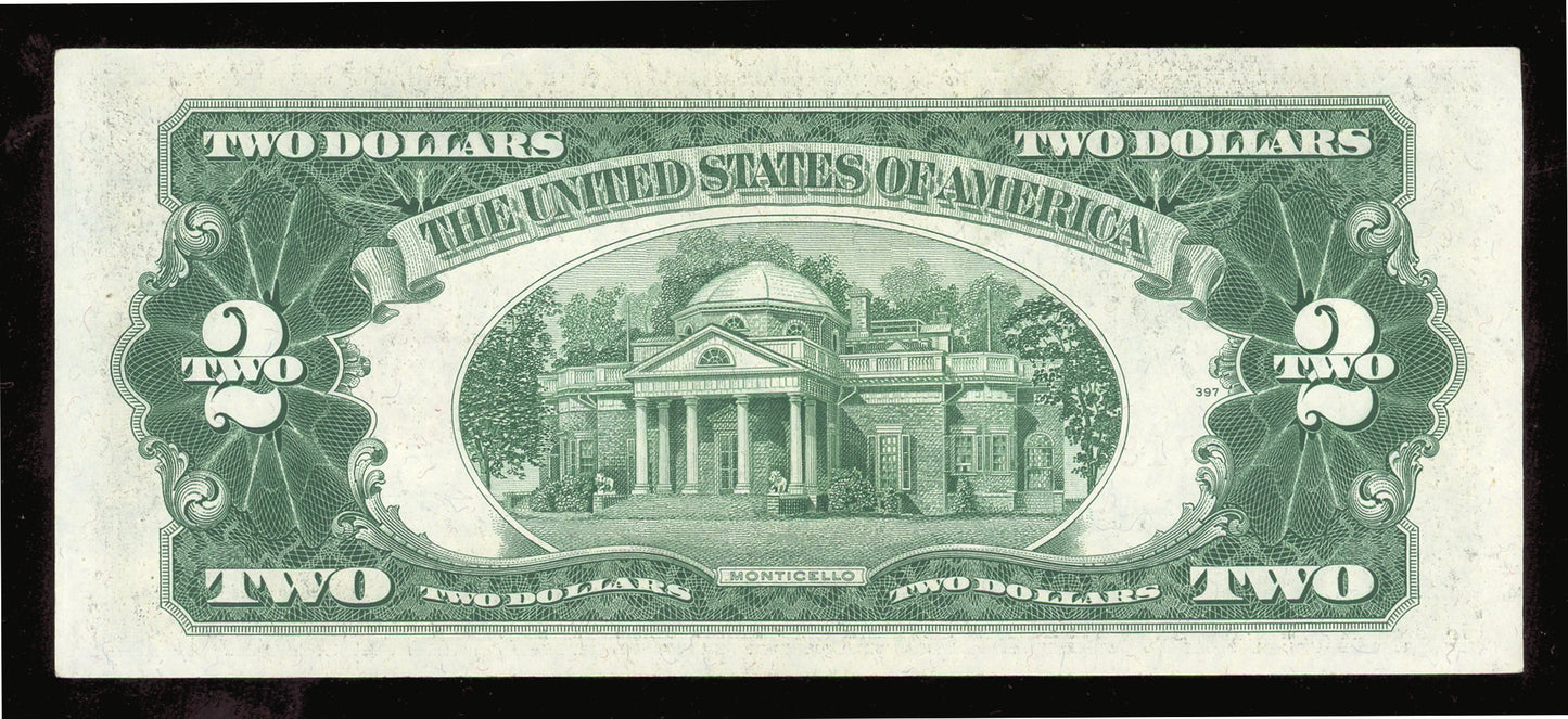 1953C $2 Red Seal US Note Fancy Serial Crisp Uncirculated Lucky 777