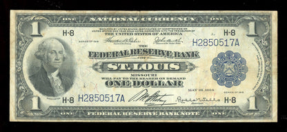 $1 1918 Federal Reserve National Bank Note St. Louis Large Size Currency Fr. 730