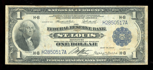 $1 1918 Federal Reserve National Bank Note St. Louis Large Size Currency Fr. 730