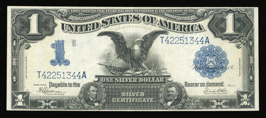 1899 Large Size $1 Silver Certificate Black Eagle FR 236 Speelman/White XF-AU