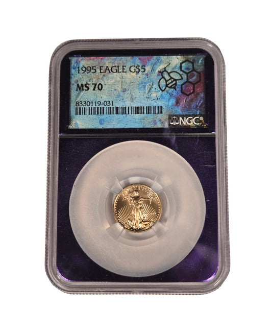1995 American Gold Eagle 1/10 oz $5 NGC MS70 Trader Bea