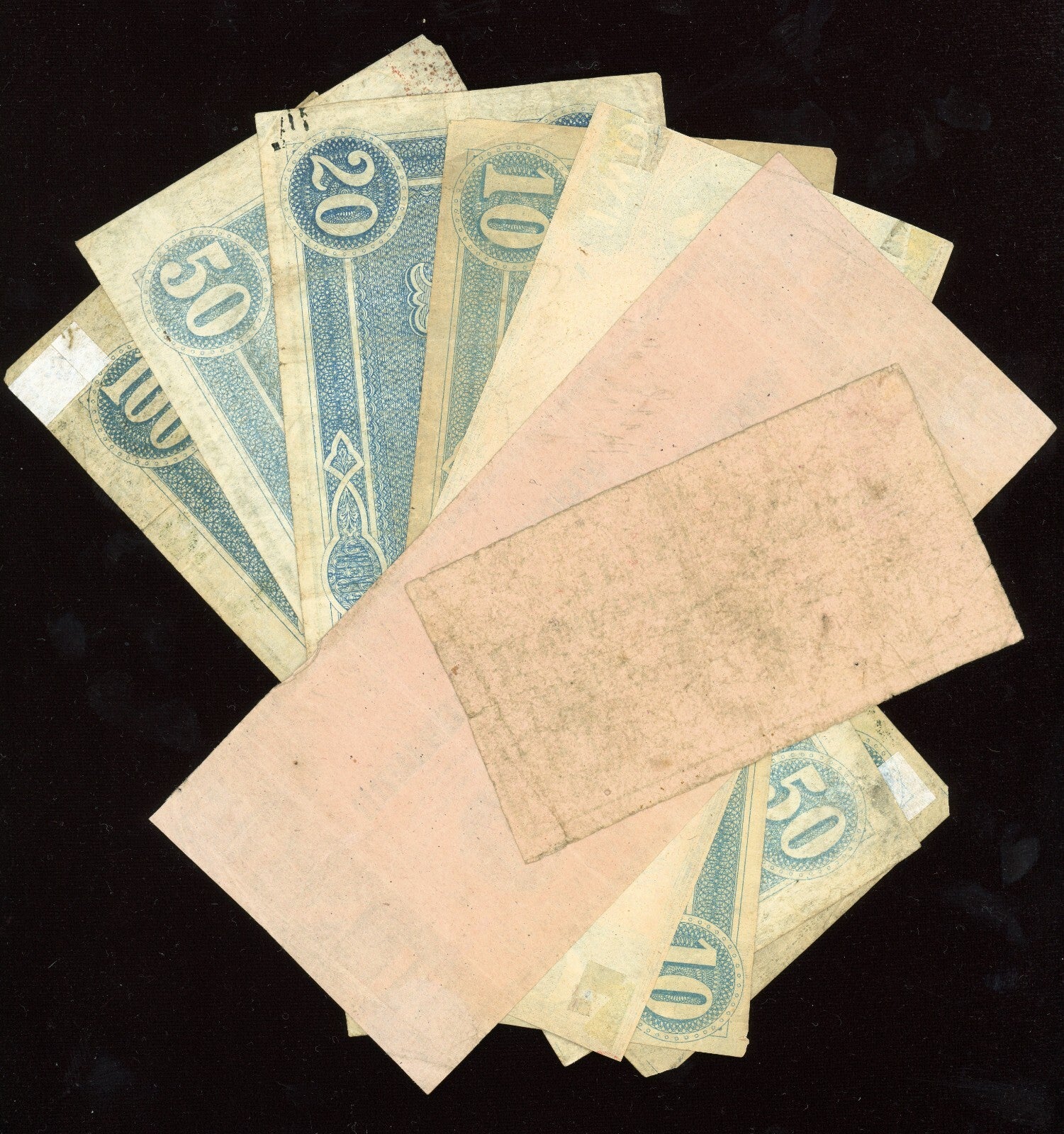 Full Set of .50 $1 $2 $5 $10 $20 $50 $100 Confederate States of America Notes