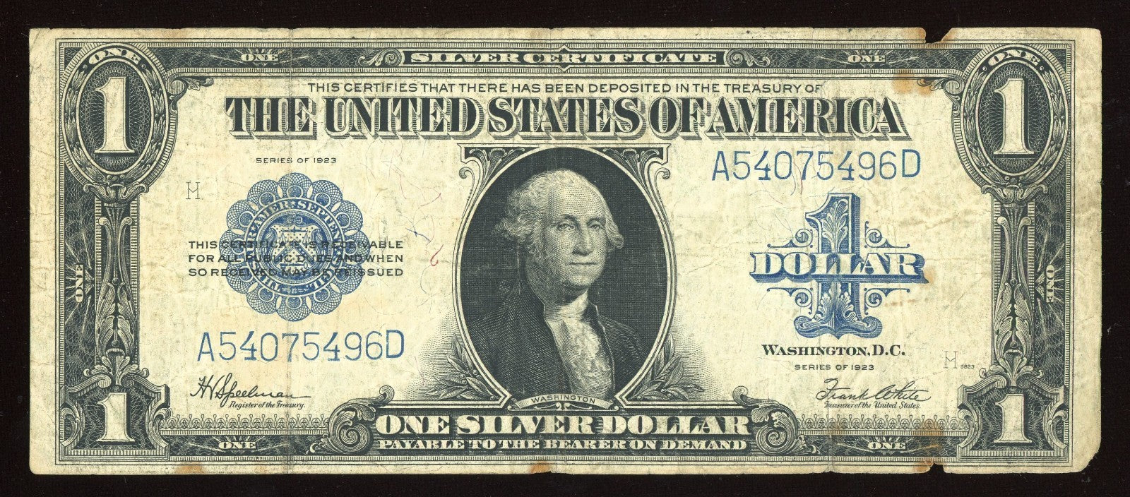 1923 Large Size Silver Certificate $1 Horseblanket Note