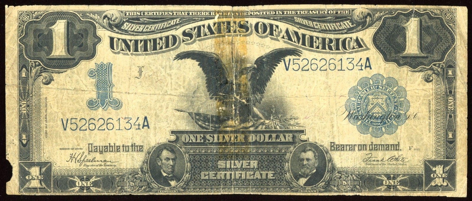 1899 Large Size $1 Silver Certificate Black Eagle FR 236 Speelman/White