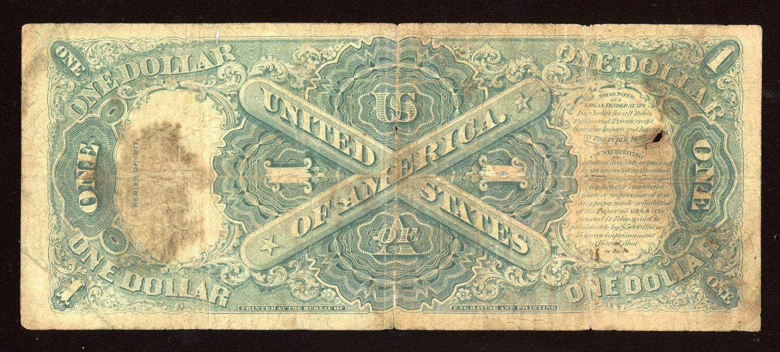 1917 Large Size $1 Legal Tender Note Red Seal
