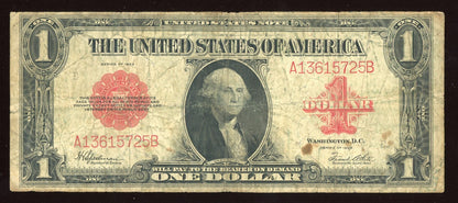 1923 Red Seal $1 Dollar United States Note Horseblanket Note
