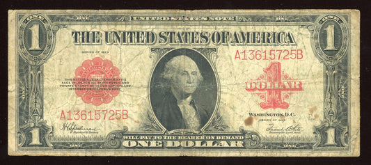1923 Red Seal $1 Dollar United States Note Horseblanket Note