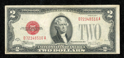1928 F $2  Red Seal Note Fancy Mix Ladder Serial Number 12345678 VF