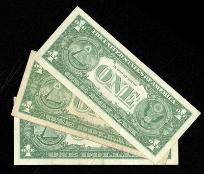 Full Set of 1957 1957A 1957B $1 Dollar Silver Certificates Blue Seal Nice Fine