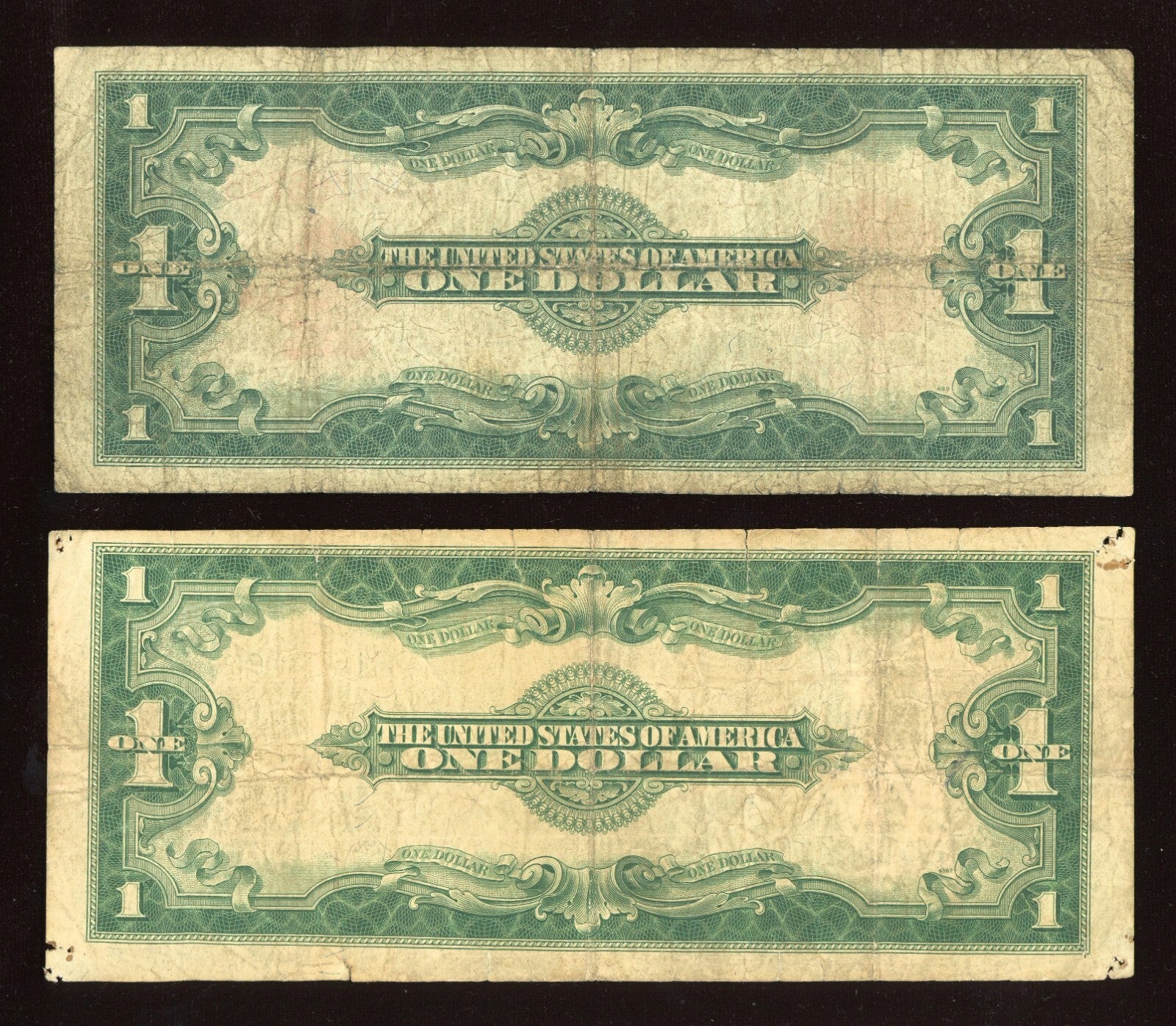 Set of 1923 Red Seal $1 Dollar Horseblanket Note and $1 Dollar Blue Seal Note