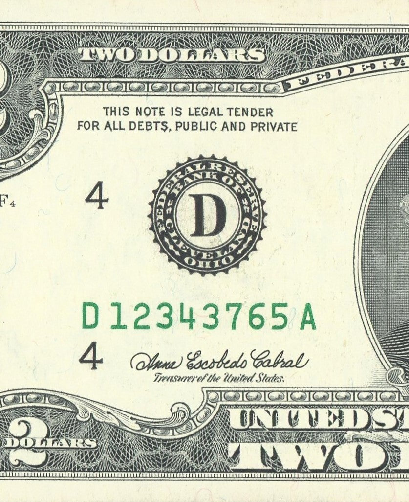 2003 $2  Fancy Ladder Serial Number 12343765 XF