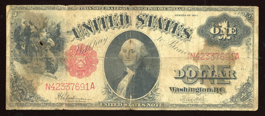 1917 Large Size $1 Legal Tender Note Red Seal